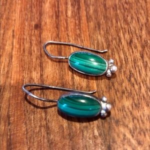 Sterling Silver and malachite earrings